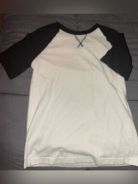 jumping beans White and Black Raglan Short Sleeve Tee